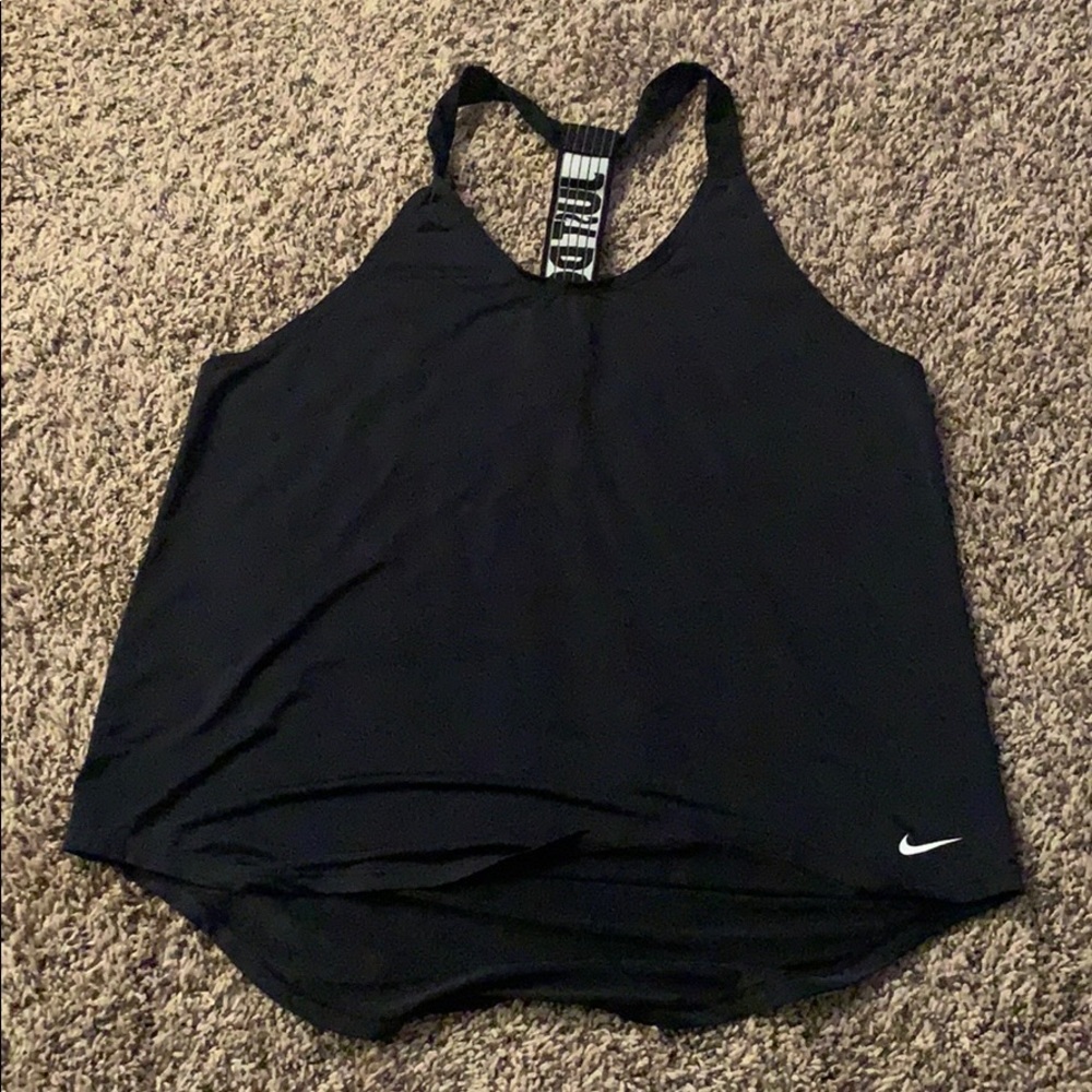 Nike black elastika stretchy back tank top